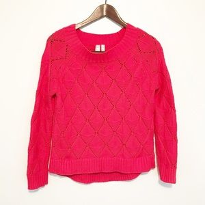 LAST CALL Berry Pink Knit Sweater Open Pointelle